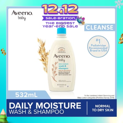 AVEENO BABY Daily Moisture Wash and Shampoo with Natural Oat Extract (For Normal to Dry Sensitive Skin) 532ml