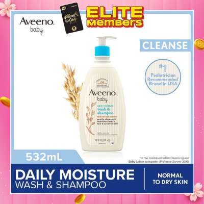 AVEENO BABY Daily Moisture Wash and Shampoo with Natural Oat Extract (For Normal to Dry Sensitive Skin) 532ml