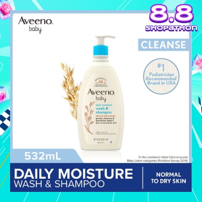 AVEENO BABY Daily Moisture Wash and Shampoo with Natural Oat Extract (For Normal to Dry Sensitive Skin) 532ml