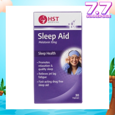 HST Sleep Aid Melatonin 10mg Vegicap (To Promotes Relaxation & Quality Sleep, Relieves Jet Lag Fatigue & Fast-Acting Drug Free Sleep Aid) 30s