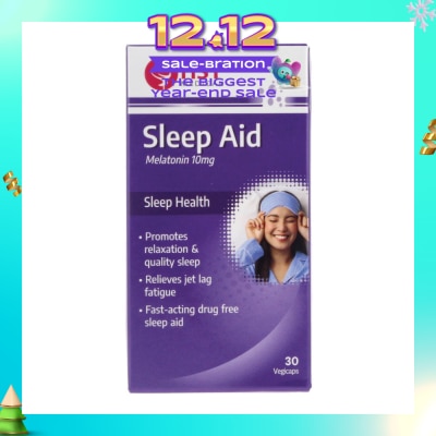 HST Sleep Aid Melatonin 10mg Vegicap (To Promotes Relaxation & Quality Sleep, Relieves Jet Lag Fatigue & Fast-Acting Drug Free Sleep Aid) 30s
