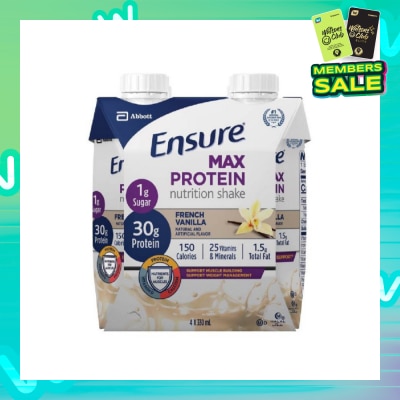ENSURE Max Protein Nutritional Shake French Vanilla 330ml x 4s (Expiry: Dec'2025)