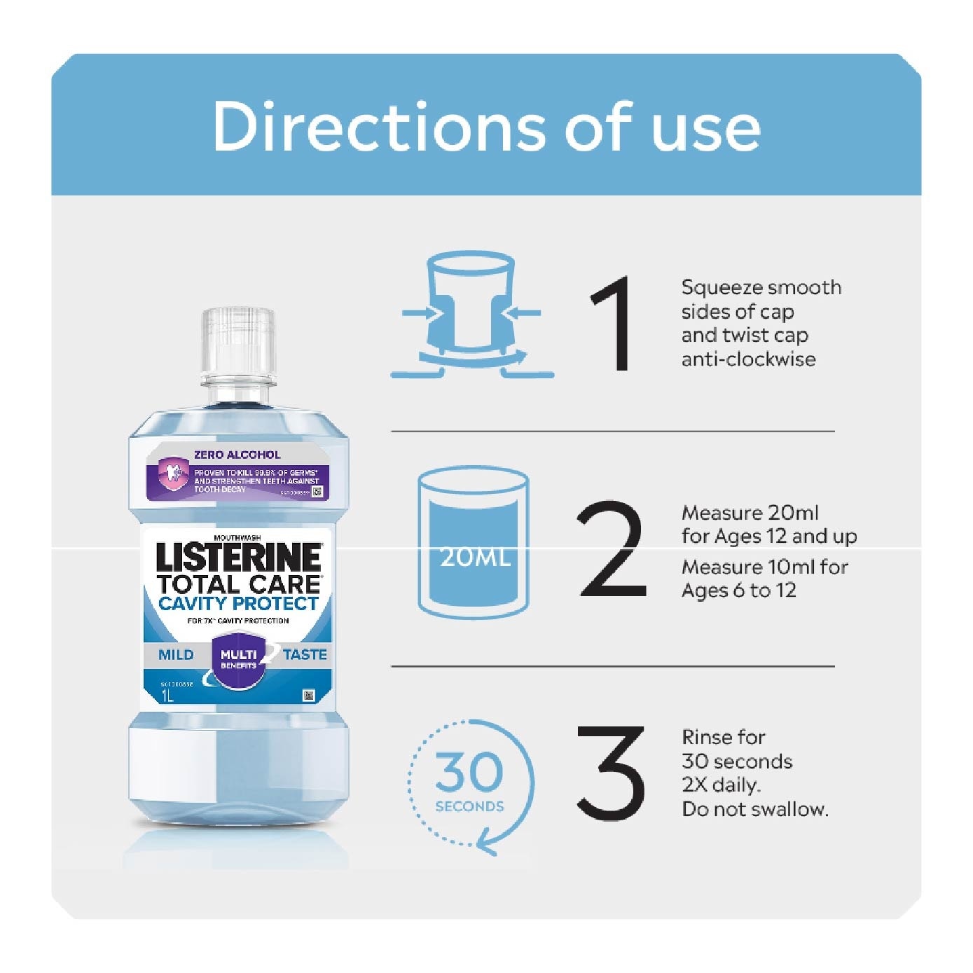 Total Care Cavity Protect Mild Mouthwash (Alcohol Free) Bundle Set 1s image