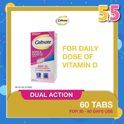 CALTRATE Caltrate Bone & Muscle Health (600+ D3 Calcium supplement with 500IU Vitamin D3) 60s