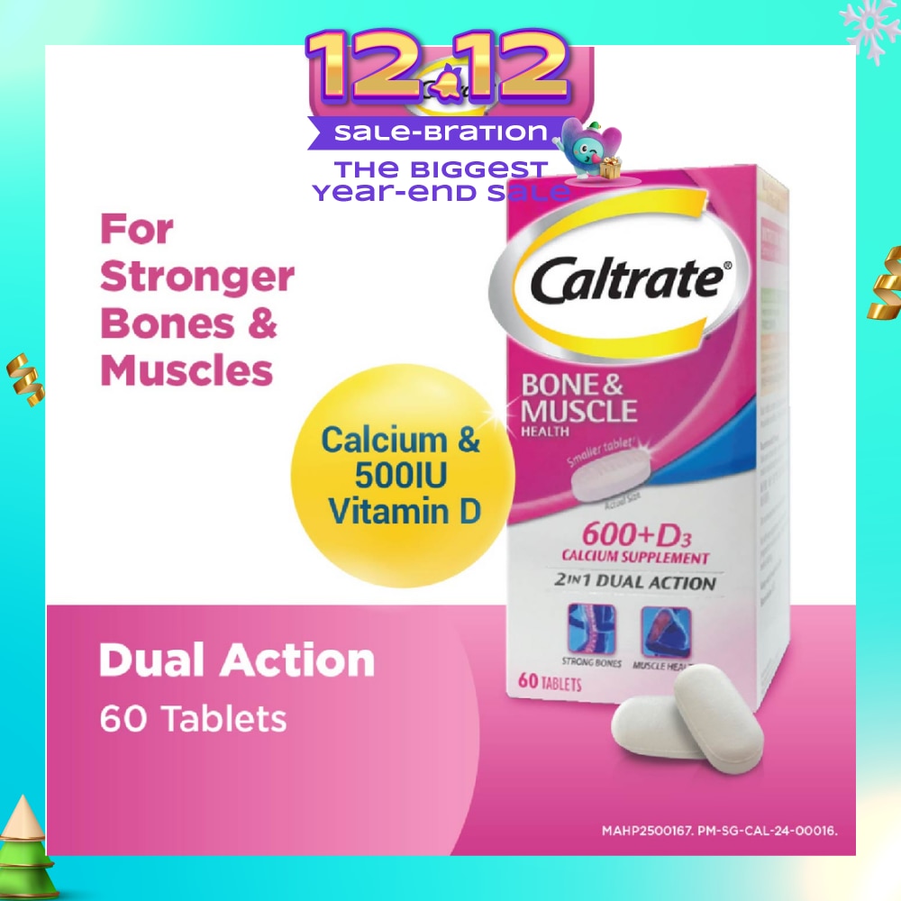 Bone & Muscle Health (600+ D3 Calcium supplement with 500IU Vitamin D3) 60s