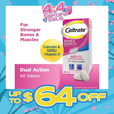 CALTRATE - Bone & Muscle Health (600+ D3 Calcium supplement with 500IU Vitamin D3) 60s