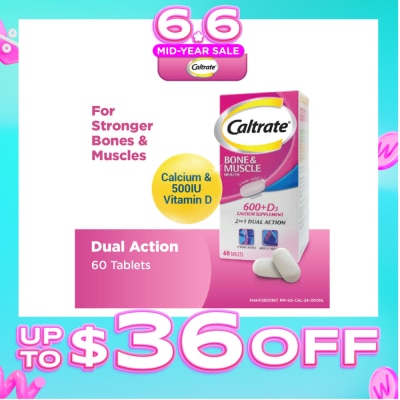 CALTRATE - Bone & Muscle Health (600+ D3 Calcium supplement with 500IU Vitamin D3) 60s