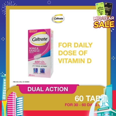 CALTRATE Caltrate Bone & Muscle Health (600+ D3 Calcium supplement with 500IU Vitamin D3) 60s