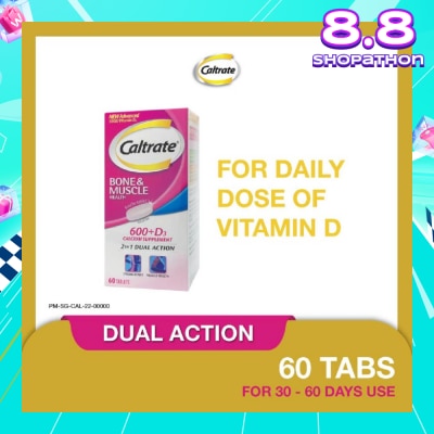 CALTRATE Bone & Muscle Health (600+ D3 Calcium supplement with 500IU Vitamin D3) 60s