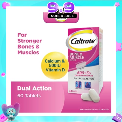 CALTRATE - Bone & Muscle Health (600+ D3 Calcium supplement with 500IU Vitamin D3) 60s image