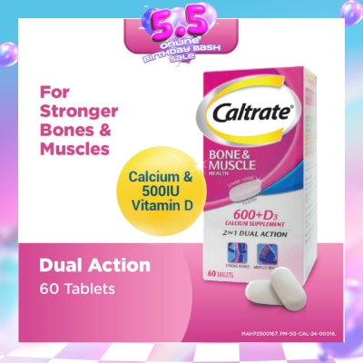 CALTRATE - Bone & Muscle Health (600+ D3 Calcium supplement with 500IU Vitamin D3) 60s