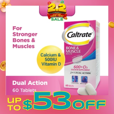 CALTRATE Bone & Muscle Health (600+ D3 Calcium supplement with 500IU Vitamin D3) 60s