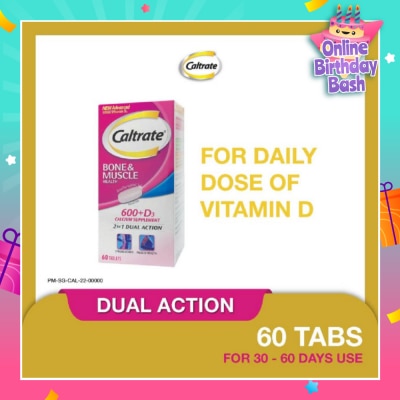 CALTRATE Caltrate Bone & Muscle Health (600+ D3 Calcium supplement with 500IU Vitamin D3) 60s