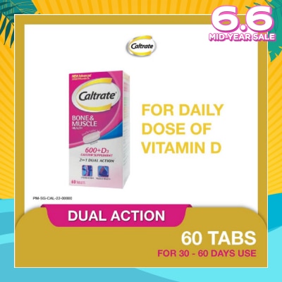 CALTRATE Caltrate Bone & Muscle Health (600+ D3 Calcium supplement with 500IU Vitamin D3) 60s