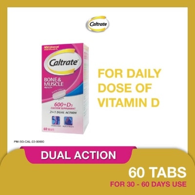 CALTRATE Caltrate Bone & Muscle Health (600+ D3 Calcium supplement with 500IU Vitamin D3) 60s