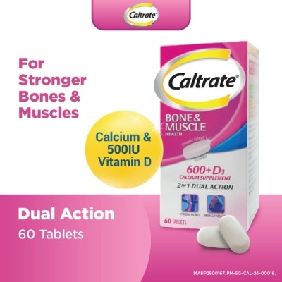 CALTRATE Bone & Muscle Health (600+ D3 Calcium supplement with 500IU Vitamin D3) 60s