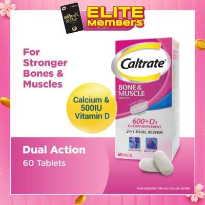 CALTRATE Bone & Muscle Health (600+ D3 Calcium supplement with 500IU Vitamin D3) 60s