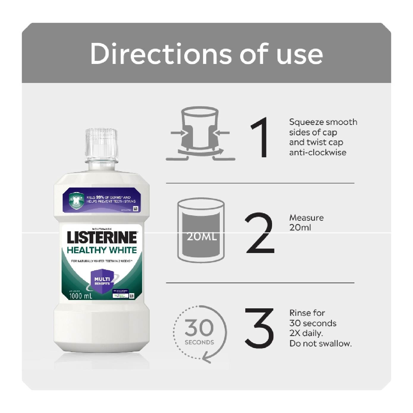 Healthy White Multi Action Natural Lemon & Salt Mouthwash Bundle Set 1s image
