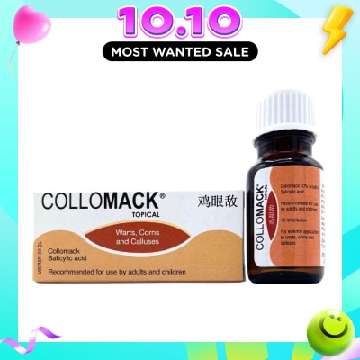 COLLOMACK Topical Salicylic Acid Solution (For Painless Removal of Warts + Corns + Calluses) 10ml image