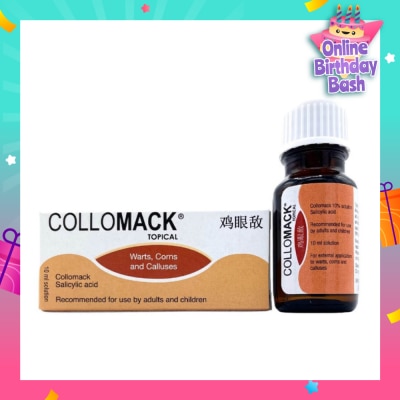 COLLOMACK Topical Salicylic Acid Solution (For Painless Removal of Warts + Corns + Calluses) 10ml