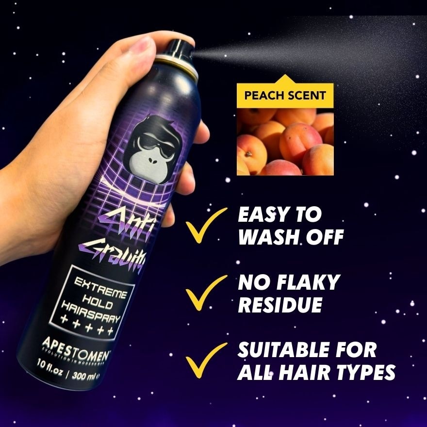 Anti Gravity Extreme Hold Finishing Hair Spray (Easy To Wash Off, No Flaky Residue & Suitable For All Hair Types) 300ml