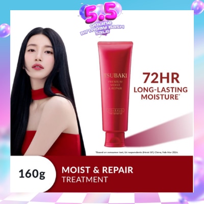 TSUBAKI - Premium Moist & Repair Treatment (72 Hours Moisture Retention, Instant Hydration & Improves Frizzy Hair) 160g