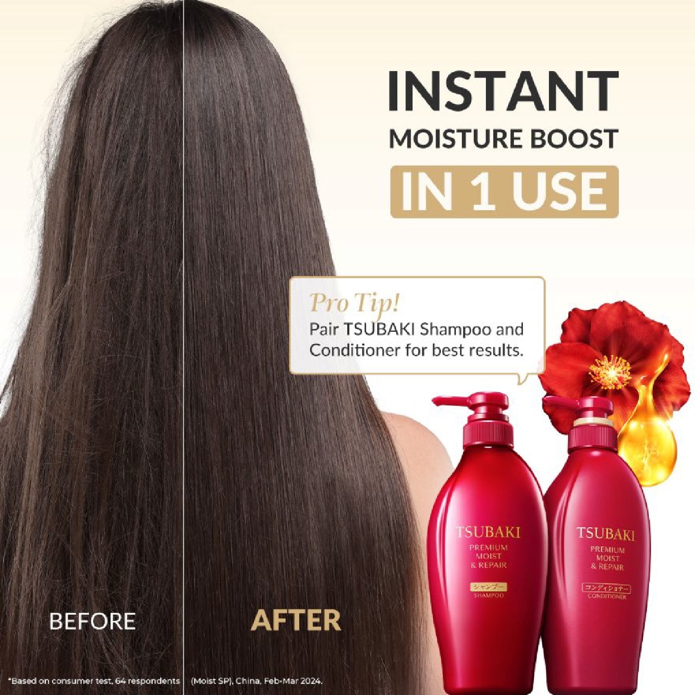 Premium Moist & Repair Shampoo (72 Hours Moisture Retention, Instant Hydration & Improves Frizzy Hair) 450ml