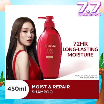 TSUBAKI Premium Moist & Repair Shampoo (72 Hours Moisture Retention, Instant Hydration & Improves Frizzy Hair) 450ml