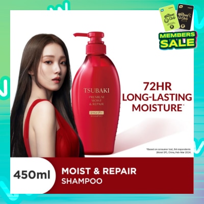TSUBAKI Premium Moist & Repair Shampoo (72 Hours Moisture Retention, Instant Hydration & Improves Frizzy Hair) 450ml
