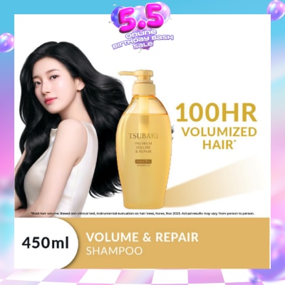 TSUBAKI - Premium Volume & Repair Shampoo (Instant Volume Boost In 1 Use, To Improve Flat & Lifeless Hair) 450ml