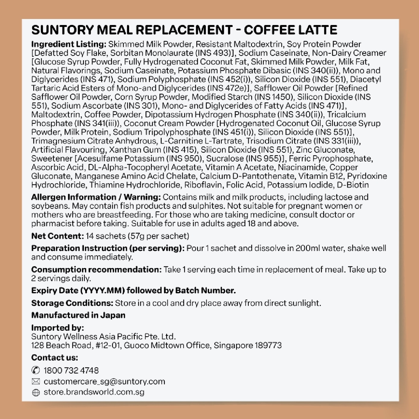 Meal Replacement with Coffee Latte Flavor Sachet 14s image