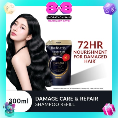 TSUBAKI - Premium EX Damage Care & Repair Shampoo Refill (Repairs Severely Damaged Hair In Just 1 Use) 300ml