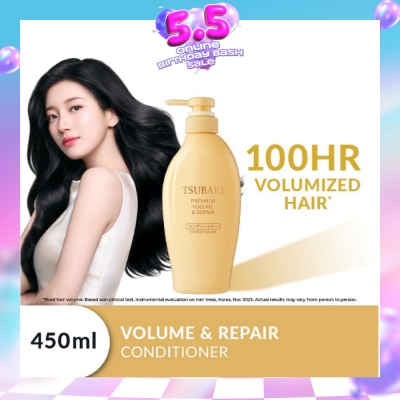 TSUBAKI - Premium Volume & Repair Conditioner (Instant Volume Boost In 1 Use, To Improve Flat & Lifeless Hair) 450ml