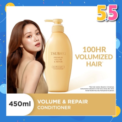 TSUBAKI Premium Volume & Repair Conditioner (Instant Volume Boost In 1 Use, To Improve Flat & Lifeless Hair) 450ml