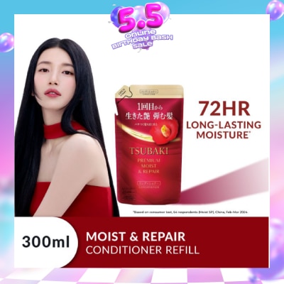 TSUBAKI - Premium Moist & Repair Conditioner Refill (72 Hours Moisture Retention, Instant Hydration & Improves Frizzy Hair) 300ml