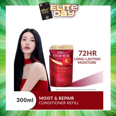 TSUBAKI - Premium Moist & Repair Conditioner Refill (72 Hours Moisture Retention, Instant Hydration & Improves Frizzy Hair) 300ml