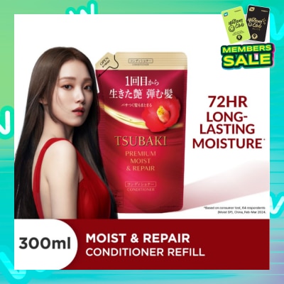 TSUBAKI Premium Moist & Repair Conditioner Refill (72 Hours Moisture Retention, Instant Hydration & Improves Frizzy Hair) 300ml