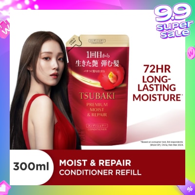 TSUBAKI Premium Moist & Repair Conditioner Refill (72 Hours Moisture Retention, Instant Hydration & Improves Frizzy Hair) 300ml