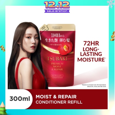 TSUBAKI Premium Moist & Repair Conditioner Refill (72 Hours Moisture Retention, Instant Hydration & Improves Frizzy Hair) 300ml