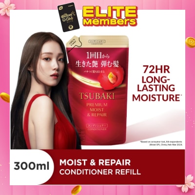 TSUBAKI Premium Moist & Repair Conditioner Refill (72 Hours Moisture Retention, Instant Hydration & Improves Frizzy Hair) 300ml