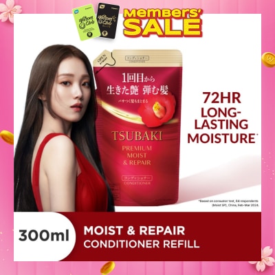 TSUBAKI Premium Moist & Repair Conditioner Refill (72 Hours Moisture Retention, Instant Hydration & Improves Frizzy Hair) 300ml