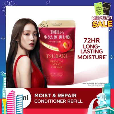 TSUBAKI Premium Moist & Repair Conditioner Refill (72 Hours Moisture Retention, Instant Hydration & Improves Frizzy Hair) 300ml