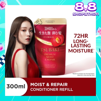 TSUBAKI Premium Moist & Repair Conditioner Refill (72 Hours Moisture Retention, Instant Hydration & Improves Frizzy Hair) 300ml