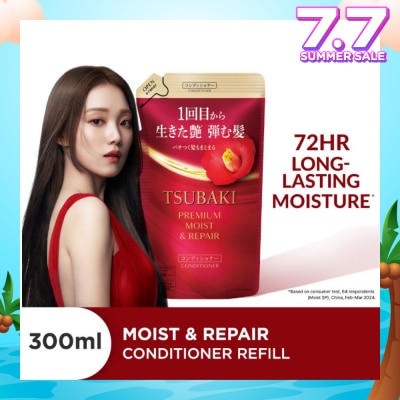 TSUBAKI Premium Moist & Repair Conditioner Refill (72 Hours Moisture Retention, Instant Hydration & Improves Frizzy Hair) 300ml