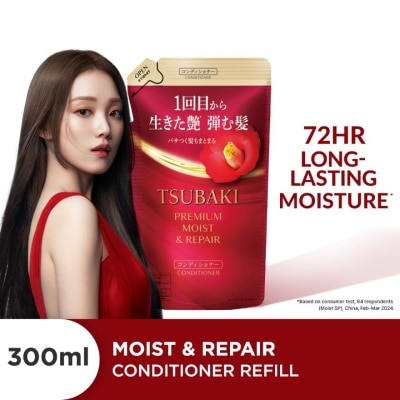 TSUBAKI Premium Moist & Repair Conditioner Refill (72 Hours Moisture Retention, Instant Hydration & Improves Frizzy Hair) 300ml