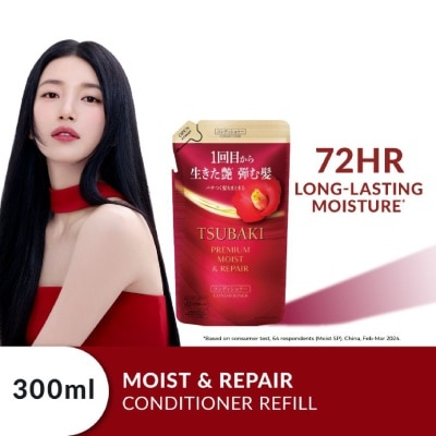 TSUBAKI - Premium Moist & Repair Conditioner Refill (72 Hours Moisture Retention, Instant Hydration & Improves Frizzy Hair) 300ml