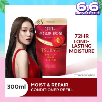 TSUBAKI Premium Moist & Repair Conditioner Refill (72 Hours Moisture Retention, Instant Hydration & Improves Frizzy Hair) 300ml