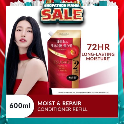 TSUBAKI - Premium Moist & Repair Conditioner Refill (72 Hours Moisture Retention, Instant Hydration & Improves Frizzy Hair) 600ml