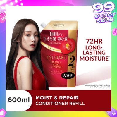 TSUBAKI Premium Moist & Repair Conditioner Refill (72 Hours Moisture Retention, Instant Hydration & Improves Frizzy Hair) 600ml