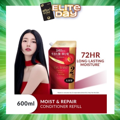 TSUBAKI - Premium Moist & Repair Conditioner Refill (72 Hours Moisture Retention, Instant Hydration & Improves Frizzy Hair) 600ml